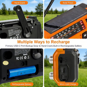 Radio de Emergencia Solar Alecter APH-SR17 con Manivela, NOAA/AM/FM/SW, Cargador Portátil de 2600mAh, Linterna y Alarma SOS - Product Image 4