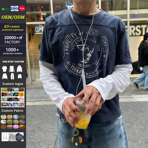 <span class=keywords><strong>T</strong></span>-<span class=keywords><strong>shirt</strong></span> Crop Boxy Personalizzabili OEM con <span class=keywords><strong>Stampa</strong></span> <span class=keywords><strong>su</strong></span> Richiesta, <span class=keywords><strong>T</strong></span>-<span class=keywords><strong>shirt</strong></span> da Uomo con Grafiche di Design e Maniche Raglan a Colori Patchwork - Product Image 1