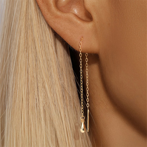 Élégantes boucles d'oreilles pendantes en argent sterling S925 plaqué or pour femmes, bijoux minimalistes hypoallergéniques pour un usage quotidien - Product Image 1