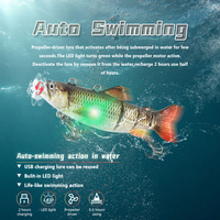 Leurre de pêche robotisé nageur automatique, multi-articulé, rigide, rechargeable par USB, avec hélice et lumière LED, leurre artificiel