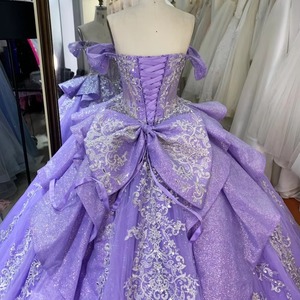 Abiti da ballo 2026 nuovo stile, abiti da Quinceañera, abiti viola per <span class=keywords><strong>laurea</strong></span> e feste <span class=keywords><strong>di</strong></span> compleanno, Vestidos con fiori ricamati - Product Image 3