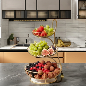 Luxury Multi Layer Metal <b>Fruit</b> Basket Rack Kitchen Countertop <b>Storage</b> Organizer for home hotel restaurant - Product Image 1
