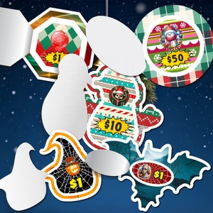 Pull Tab Tickets Lucky Win Prizes Various Shapes Tear-Off 1 Window <b>Card</b> Christmas Patterns Custom Win Rate Digital Printing - Product Image 1