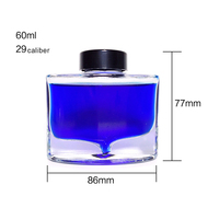 Vente en gros de flacons d'encre rectangulaires en verre transparent vides de 15 ml et 30 ml, flacon d'encre pour stylo plume carré de 1 oz