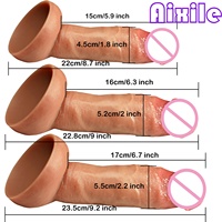 Dildo réaliste en silicone double couche souple, long pénis, plug anal, jouets sexuels pour adultes pour femmes, hommes, gays, masseur vaginal et anal