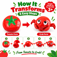 Jouet éducatif 2-en-1 pour enfants, crabe transformable en tomate et légumes, jeu de puzzle de transformation créative, pour distributeurs