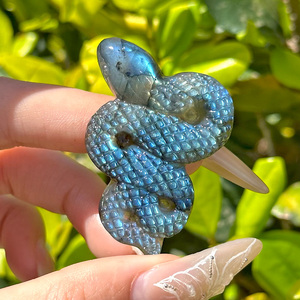 Đá pha lê tự nhiên, đá quý rời, đá Labradorite chạm khắc, trang sức tùy chỉnh, mặt nạ đá Mặt Trăng Xanh hình bướm, chạm khắc hình tiên - Product Image 4