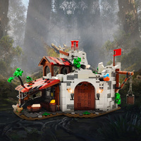 GoldMoc, juego de bloques de construcción de Castillo Medieval, casa Modular de Wolfpack Den, bloques de construcción, juguete de ladrillos para niños, MOC-193205