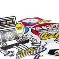 Étiquettes adhésives en gros, imprimées avec des paillettes, rondes, décoratives, mignonnes, logo de voiture, graffiti, marque populaire, pack promotionnel, écologique