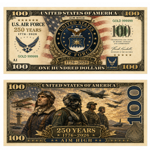 Set di 4 banconote dorate bifacciali con motivi militari della Marina, Esercito, Aeronautica e Marines degli Stati Uniti, per il 250° anniversario (1776-2026), decorazione per le feste - Product Image 4
