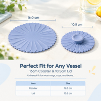 Couvre-tasse en silicone BEIZHUO en forme de tournesol, résistant à la chaleur, de qualité alimentaire, couvercle de tasse multicolore, anti-poussière et anti-fuite, double usage comme dessous de verre