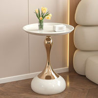 Table d'appoint en fer forgé de style nordique moderne avec plateau en acier inoxydable, petite table de chevet créative pour la maison, l'entrée et le salon