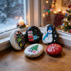 Pietre Decorative Dipinte a Mano Ecologiche a Tema Animale, Pietre Intagliate a Grandezza Naturale per Decorazioni Natalizie, Pietre Creative Fai-da-Te all'Ingrosso - Product Image 1