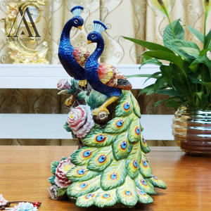 تمثال طاووس للديكور قطعة عرض تمثال السيراميك التذكاري للطاووس قطع ديكور المنزل - Product Image 3