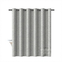 Rideau de douche gris texturé en lin avec œillets, imperméable et anti-moisissure, en polyester pour salle de bain