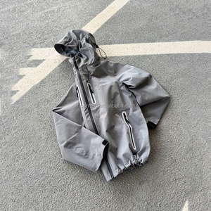 Veste coupe-vent en nylon gris imperméable à fermeture éclair, vestes coupe-vent en nylon personnalisées pour hommes, vestes de haute qualité - Product Image 2