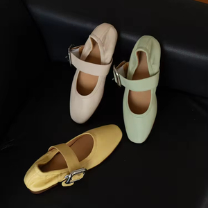 Xinzirain Custom donna Mary Jane <span class=keywords><strong>ballerine</strong></span> <span class=keywords><strong>comode</strong></span> <span class=keywords><strong>ballerine</strong></span> alta morbida fibbia in metallo in vera pelle piatte Super ragazze - Product Image 1