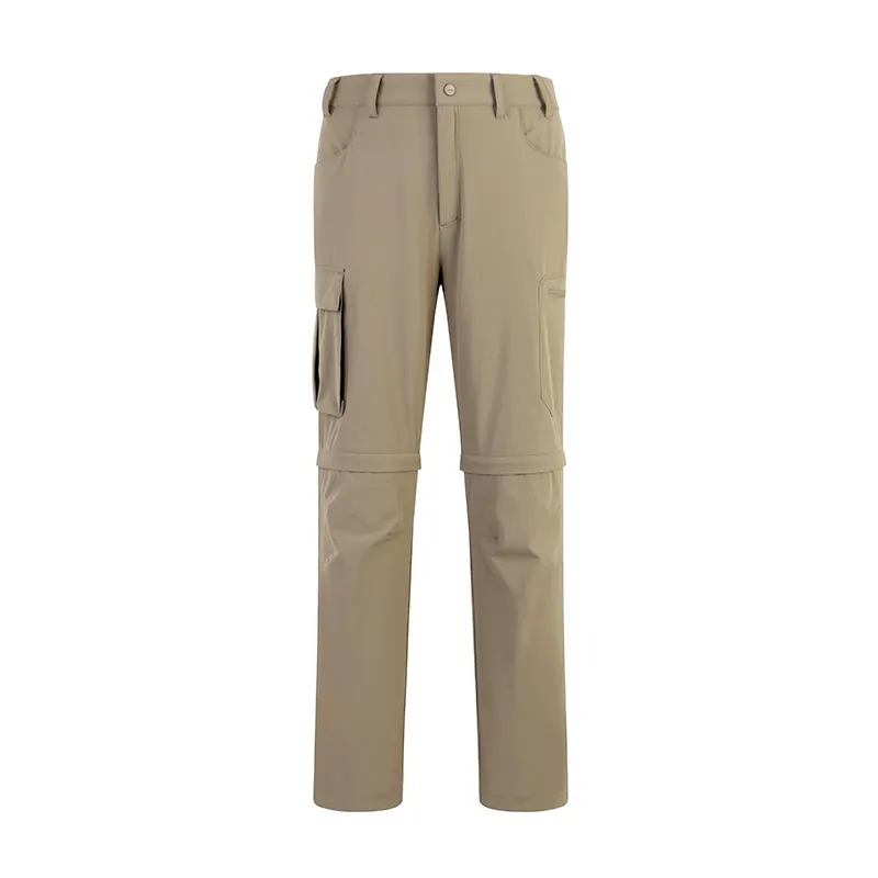 Detachable Design Pants Khaki Color Beige Work Cargo Trousers Men