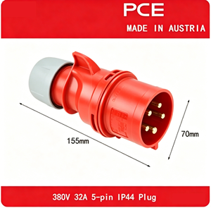 Conector Industrial PCE Original, Nuevo, Importado de <span class=keywords><strong>Austria</strong></span>, <span class=keywords><strong>Enchufe</strong></span> y Tomacorriente 380V-32A-5 Pines-IP44-Typ225 - Product Image 1