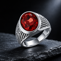 Bague Chevalière Ovale JLM en Acier Titane Style Grec Vintage avec Pierre Précieuse pour Homme, Bijou de Déclaration pour Fête et Motard
