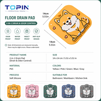 Tapis de sol en silicone motif dessin animé, anti-odeur, couvercle d'étanchéité pour drain de salle de bain, bouchon de vidange, couvercle d'étanchéité pour verre, marque TOPIN