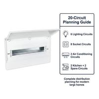 Boîtier de distribution encastré AI-20 à 20 voies, panneau en plastique blanc massif, construction entièrement en plastique, IP30, boîte de câblage intérieure