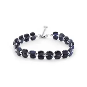 CL Modest Luxury Style Jewelry Sapphire Beaded Natural Crystal Bracelet Women Men Wear