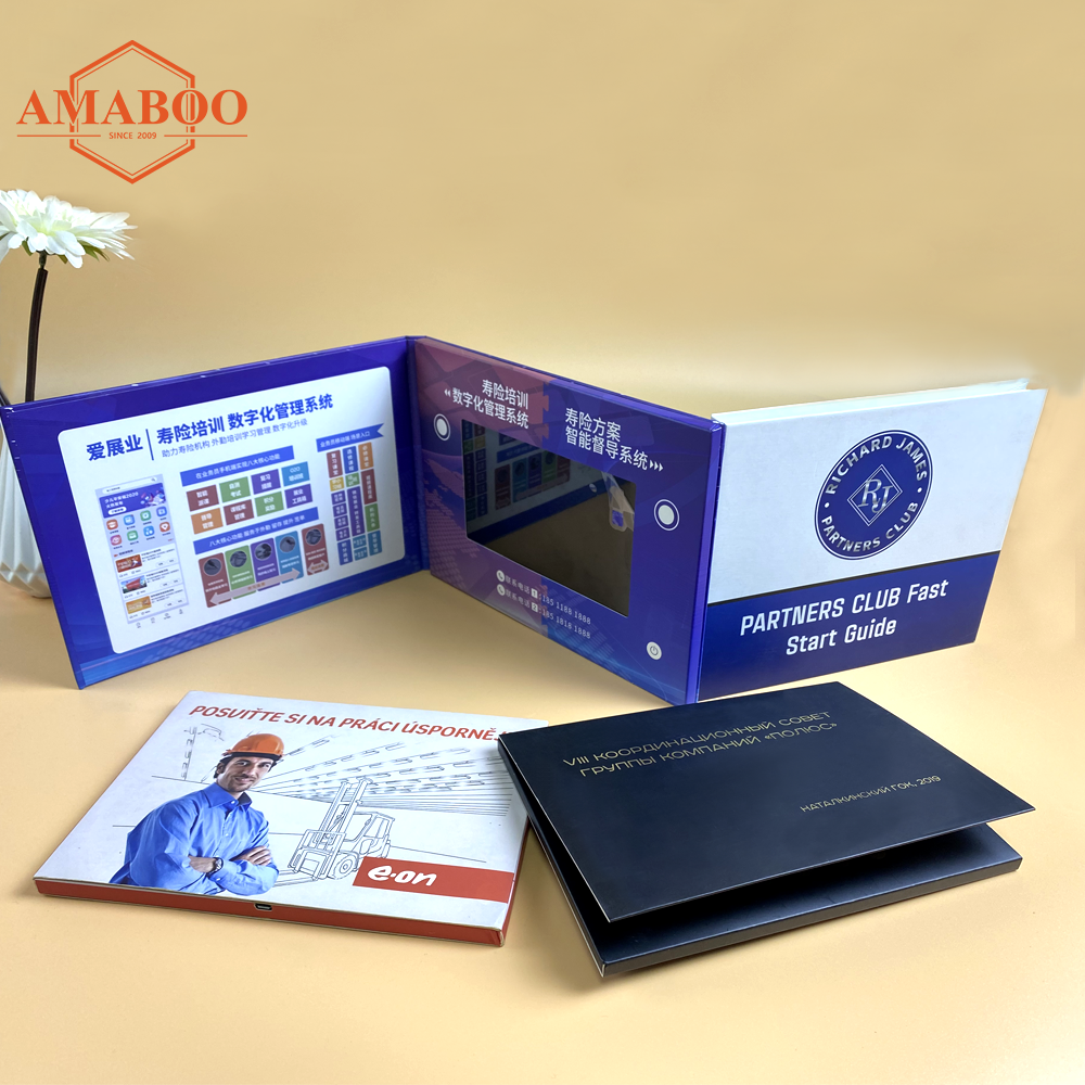 Amaboo китайский домашний Custom 8 дюймов Брошюра цифровой модуль ЖК подарочная карта болты с шестигранной головкой премьер-видео