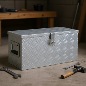 Caja de Herramientas de Aluminio Pulido Plateado, 24.2x10.4x11.8 Pulgadas, Resistente al Agua, 100L de Capacidad, para Uso en Garaje, con Cierre de Llave - Product Image 2