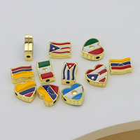 HP289 Nuevo Colgante de Corazón Esmaltado con Bandera Chapado en Oro de 18K, Amuleto de Bandera de Colombia y Puerto Rico para Fabricación de Joyas DIY, Venta al por Mayor