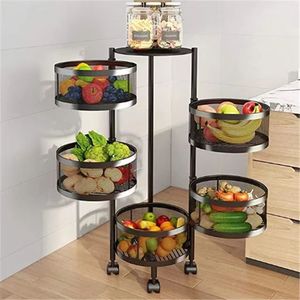 Estante de almacenamiento pequeño para cocina, carrito multifuncional de 5 niveles con rotación de 360 grados - Product Image 3