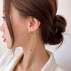 أقراط أذن للنساء والفتيات بتصميم جديد لعام 2022, أقراط أذن نسائية بدون ثقب بأحجار الراين على شكل عظم ، أقراط طويلة كريستال بشرابة من الكريستال ، أقراط للسيدات والفتيات - Product Image 4