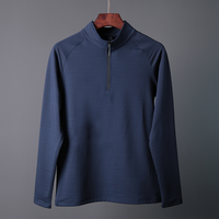 Veste polaire quart de fermeture éclair directe d'usine motif solide avec logo de broderie saison d'automne technique teint uni