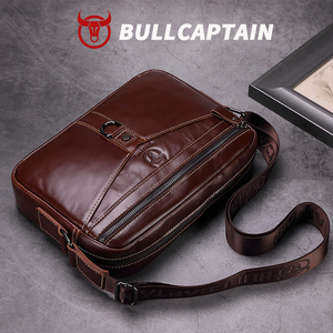 Bolso Bandolera de Cuero Genuino para Hombre BULLCAPTAIN, Bolso de Hombro para Computadora, Estilo Vintage, para Todas las Temporadas - Product Image 2