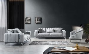 Winforce Ensemble de canapés modulables de dernière conception Canapé de luxe moderne 3 places Chesterfield Canapé en velours vert pour le salon - Product Image 6