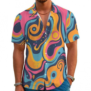 Chemise hawaïenne à manches courtes pour homme, imprimé tropical, boutonnée, pour les vacances d'été et la plage - Product Image 5