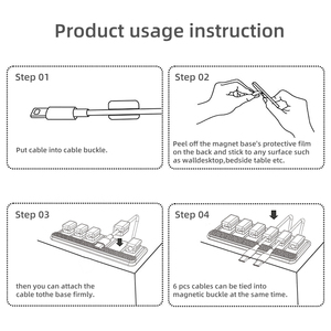 Soporte Magnético Grande para Cables con 6 Clips, Organizador de Cables para el Hogar, Oficina, Automóvil, Auriculares, Audífonos, Organizador de Cables - Product Image 4