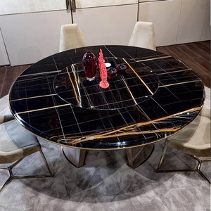 Elegante Set da Pranzo per 10 Persone con Robusto Piano in Marmo Artificiale e Dimensioni Regolabili - Product Image 3