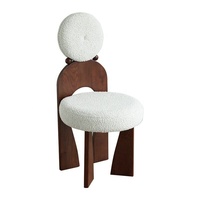 Chaise de salle à manger moderne en bois massif, chaise rembourrée en tissu bouclé, chaise design nordique pour restaurant, café, hôtel, mobilier de salle à manger