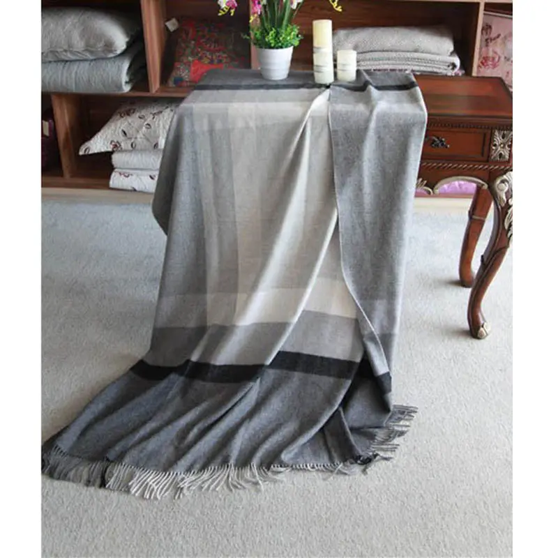 Big check wool blanket, 100% lambswool plaid throw, classic design blanket