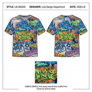 T-Shirt Oversize in Maglia Stile Hip Hop con Stampa Graffiti Selvaggia, OEM ODM - Product Image 6
