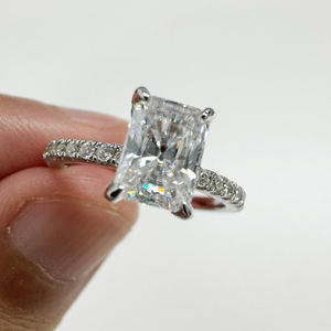 Luxe Bruiloft 1ct 2ct 925 Zilver Wit Verguld Ovaal/Stralend Gesneden Vvs Lab Gegroeide Moissanite Diamanten Verlovingsring Voor Dames - Product Image 2