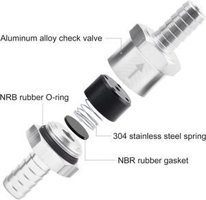 Clapet anti-retour universel en aluminium 6mm 8mm 10mm 12mm pour conduites de carburant, huile, eau, essence, diesel - Product Image 1