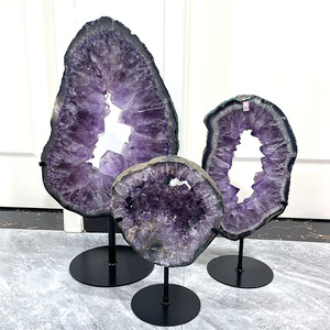Sỉ buôn tinh thể đá chữa bệnh thạch anh tự nhiên, lát đá thạch anh tím, đá mã não, thạch anh dạng geode, lát đá druzy - Product Image 1