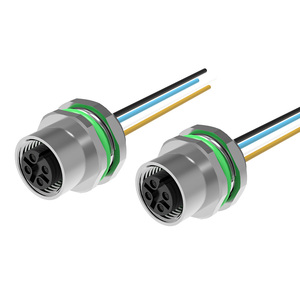 Loại a-mã 4-pin nữ phía sau khóa Ổ cắm không thấm nước với dây M12 Bảng điều khiển gắn kết nối cáp hàn nối tròn PG9 - Product Image 1