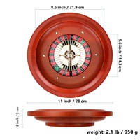 Machine à roulette en bois de 11 pouces, roues de roulette de casino en bois massif pour adultes, avec 2 balles