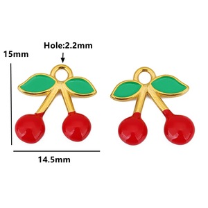 Colgante de acero inoxidable 3D con forma de gota de aceite de cereza en rojo, rosa y naranja para la fabricación de pendientes, componentes de joyería. - Product Image 2