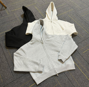 Giacca da <span class=keywords><strong>donna</strong></span> con cappuccio in pile di cotone alla moda <span class=keywords><strong>felpa</strong></span> con cappuccio da <span class=keywords><strong>donna</strong></span> con cappuccio grigio con Zip - Product Image 2