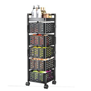 Chariot en métal à 5 niveaux chariot utilitaire roulant pliable pour salle <span class=keywords><strong>de</strong></span> bains cuisine poussez les paniers <span class=keywords><strong>de</strong></span> rangement <span class=keywords><strong>de</strong></span> fruits pliables carrés - Product Image 2