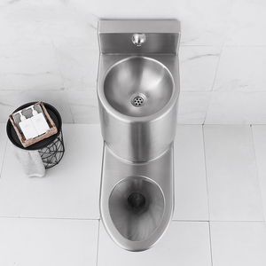 Unità Combo WC e Lavabo Monoblocco in Acciaio Inox 304, Resistente ai Vandalismi, Montaggio <span class=keywords><strong>a</strong></span> Pavimento per Strutture Correzionali ad Alta Sicurezza - Product Image 5